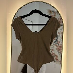 Brown Cap Sleeve Bodysuit